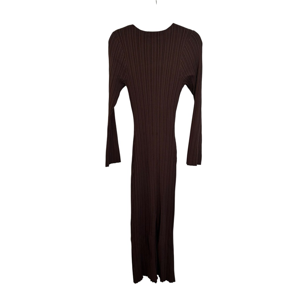 Worth Collective Collette Ribbed Knit Maxi Dress Size L Brown Long Sleeve Bump - Picture 3 of 9